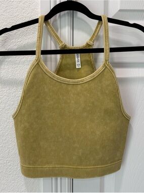 ZENANA Mineral Wash Curvy Ribbed Racerback Brami Bralette Crop top "NEW"